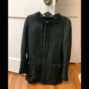Zara Black Tweed Coat Size S.